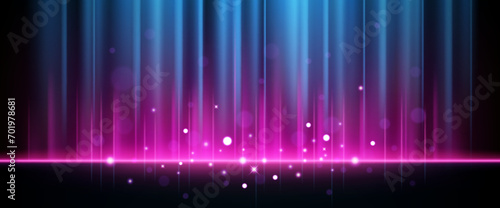 Abstract Blue and Pink Light Rays Effect with Sparks, Vector Illustration