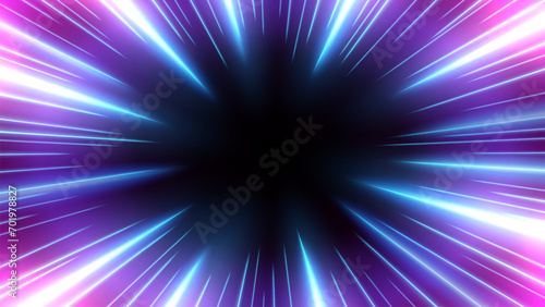 Rays Zoom in Motion Effect, Light Color Trails, Ready for Dark Background, Vector Illustration photo