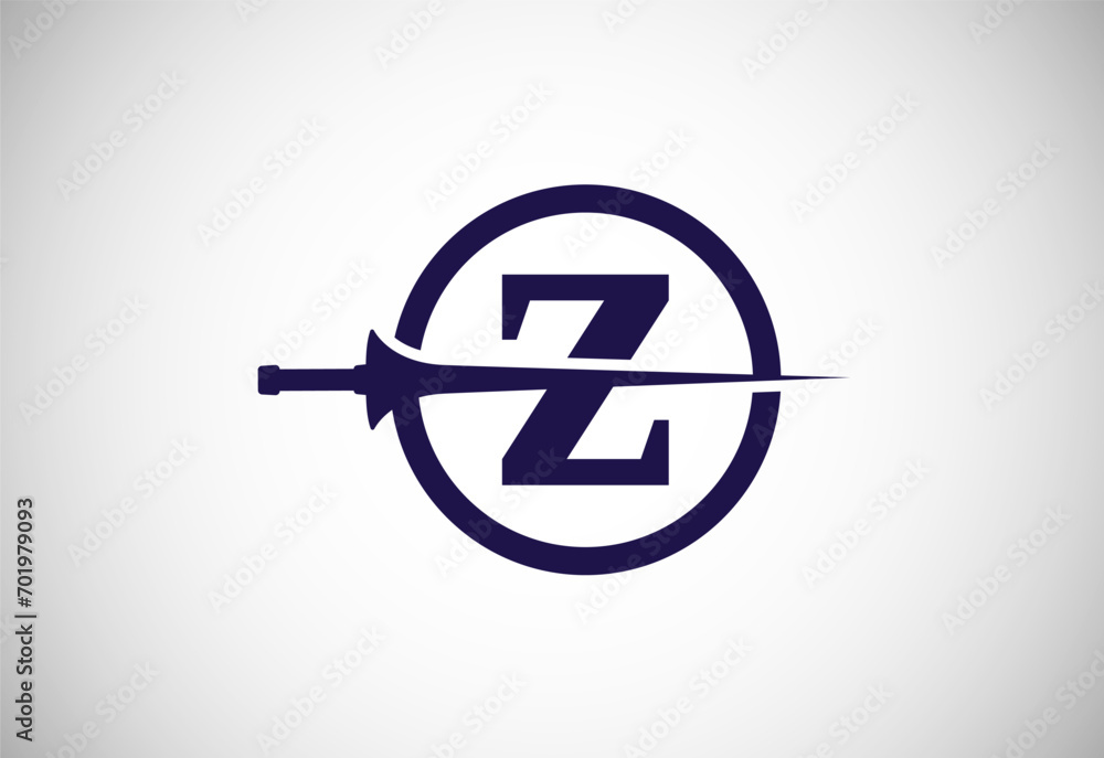 English alphabet Z with spear lance. Creative spear logo design template vector illustration English alphabet Z with spear lance. Creative spear logo design template vector illustration