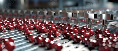 Cherry seeds are sorted automatically by modern equipment in the factory