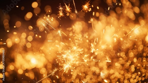 Striking bursts of golden fireworks, resembling a couple dancing in celebration of their love.