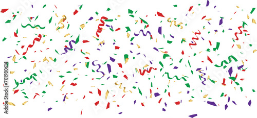 Colorful confetti, Holiday celebration elements, Shiny Confetti explosion on a transparent background, colorful confetti and ribbons, party celebration elements