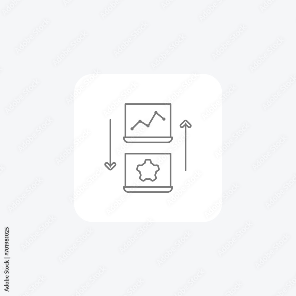 Technology Transfer Process grey thinline icon, 1px stroke, outline icon, vector, pixel perfect icon Technology Transfer Process grey thinline icon, 1px stroke, outline icon, vector, pixel perfect icon