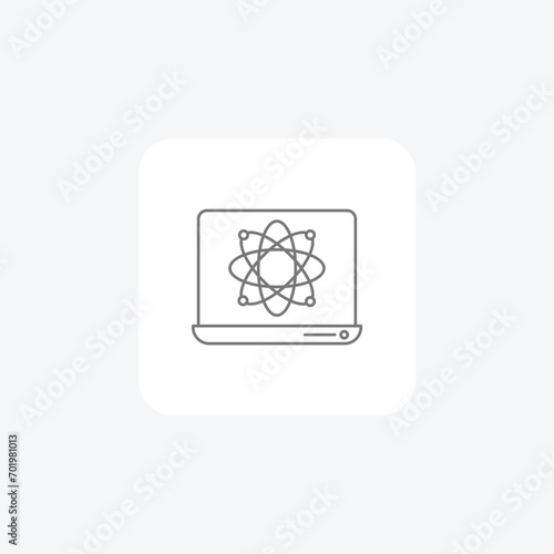 Computer Science Education grey thinline icon, 1px stroke, outline icon, vector, pixel perfect icon