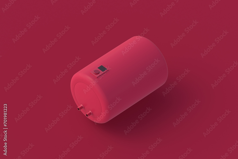 Boiler of magenta on red background. 3d render Boiler of magenta on red background. 3d render