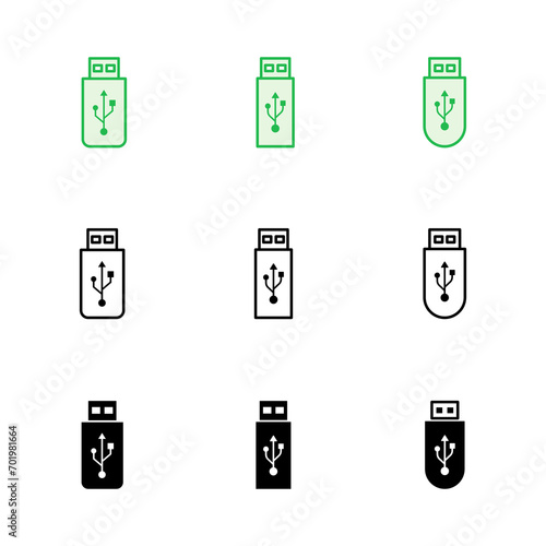 Usb icon set. Flash disk icon vector