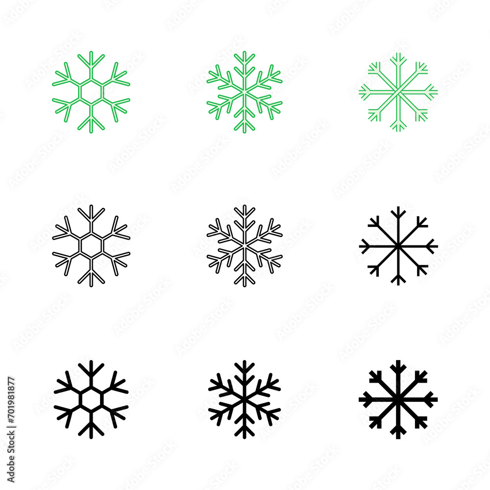 Snow icon set. snowflake icon vector Snow icon set. snowflake icon vector