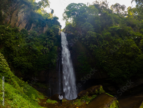 View of Coban Talun waterfall during an afternoon in East Java, Indonesia