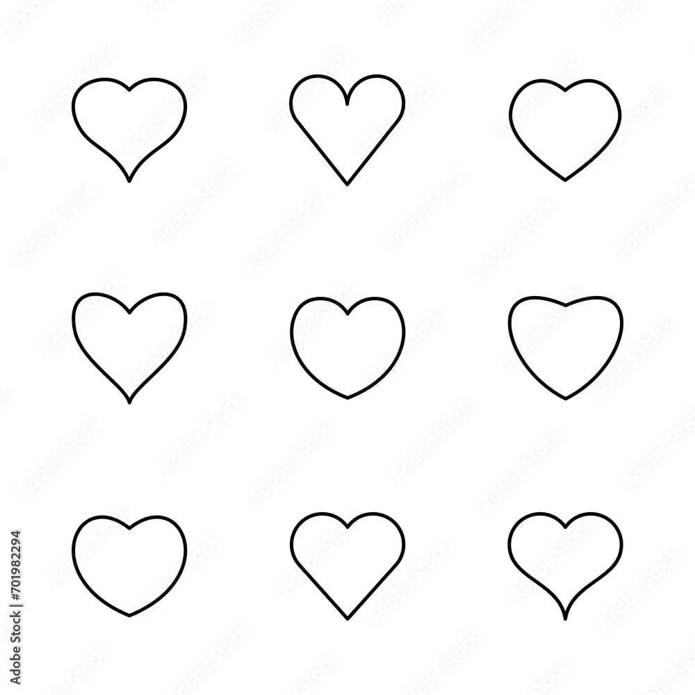 Love icon set. Heart icon vector. Like icon vector. Love icon set. Heart icon vector. Like icon vector.