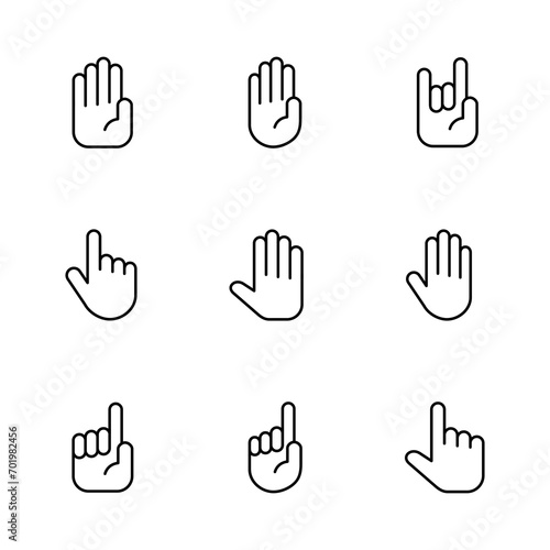 Hand icon set. hand vector icon, palm,click