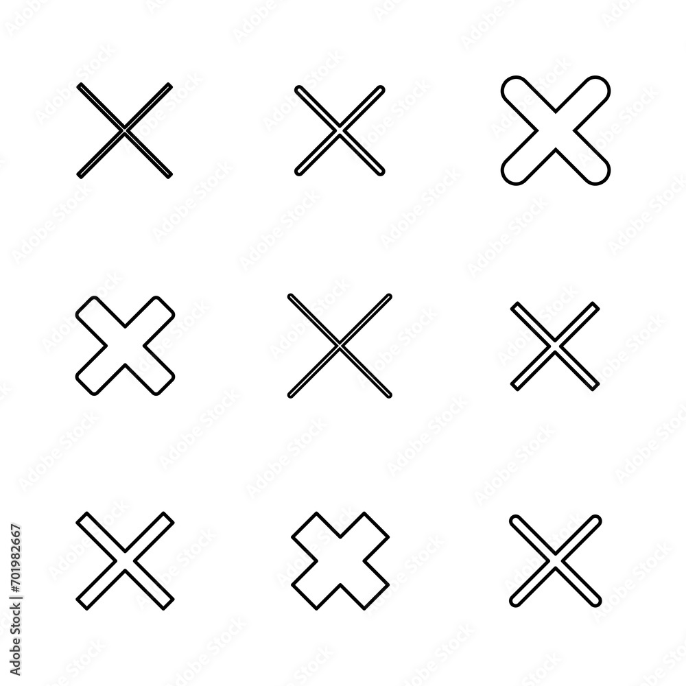 Close icon set. Delete icon vector. cross sign