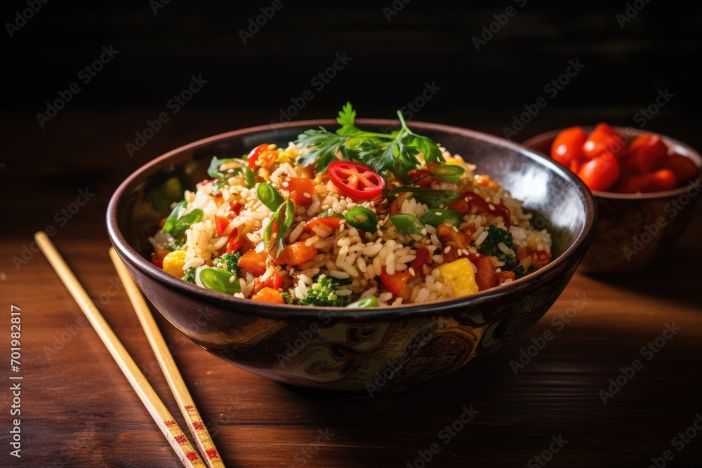 Asian vegetable fried rice in a bowl Asian vegetable fried rice in a bowl