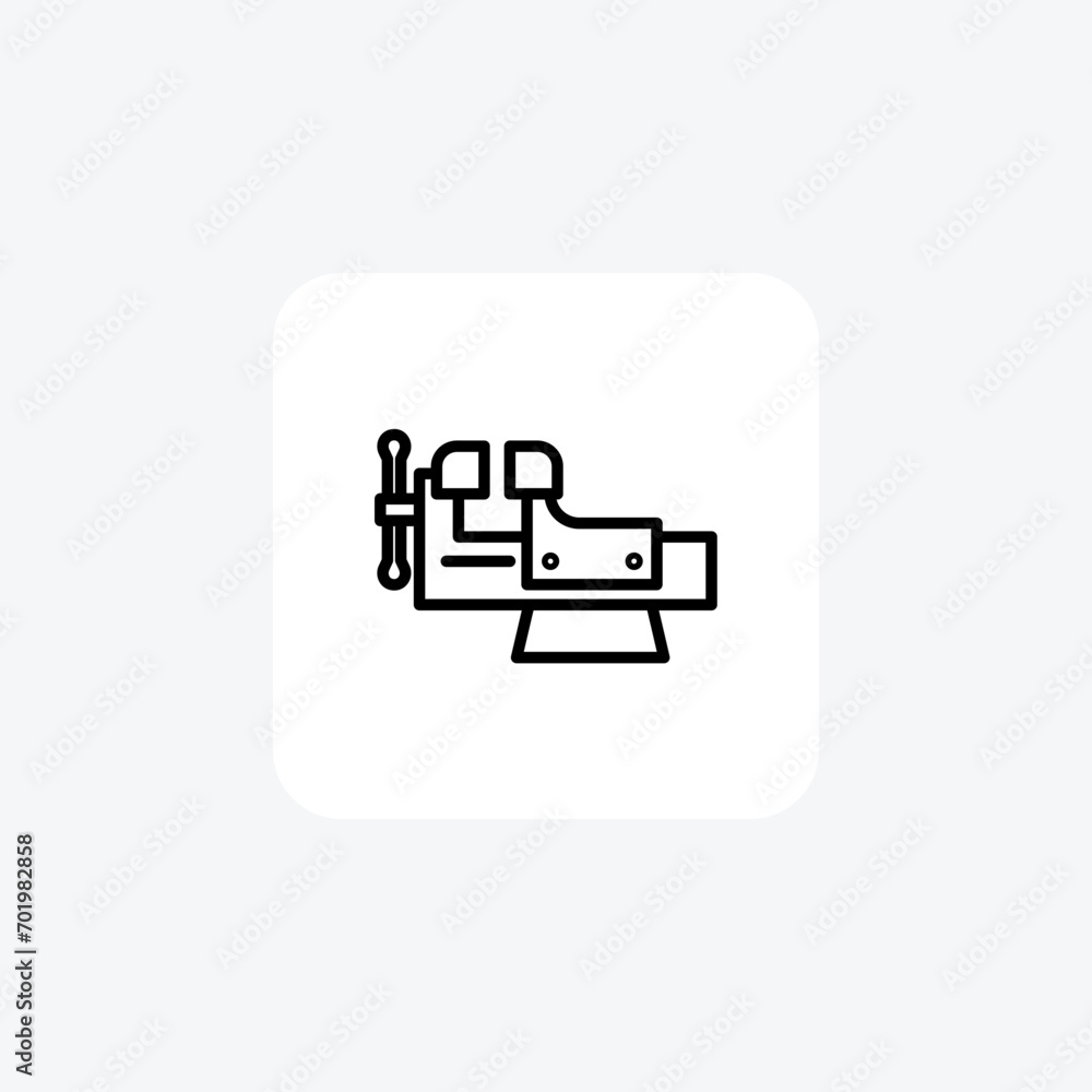 Bench Vise Tool line icon, outline icon, vector, pixel perfect icon Bench Vise Tool line icon, outline icon, vector, pixel perfect icon