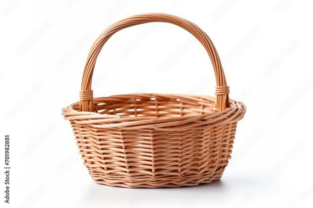 Basket with handle made of wicker isolated on a white background
