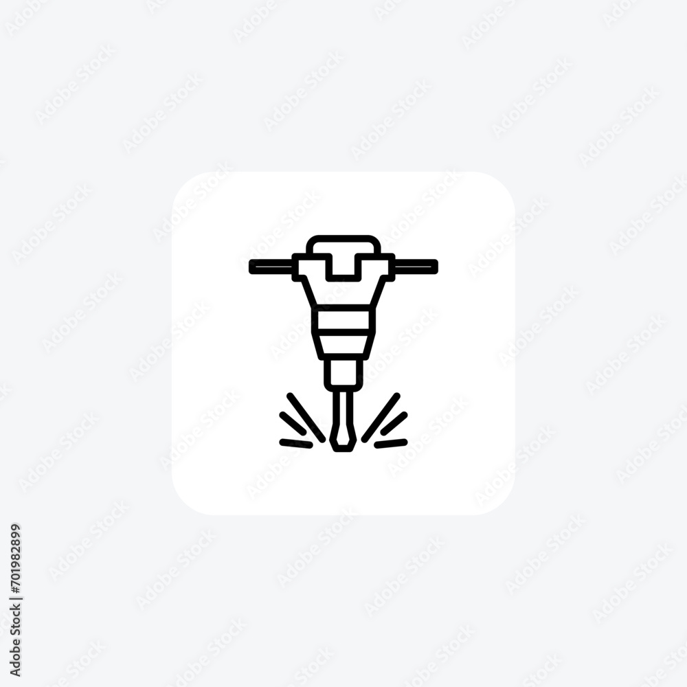 Construction Jackhammer line icon, outline icon, vector, pixel perfect icon