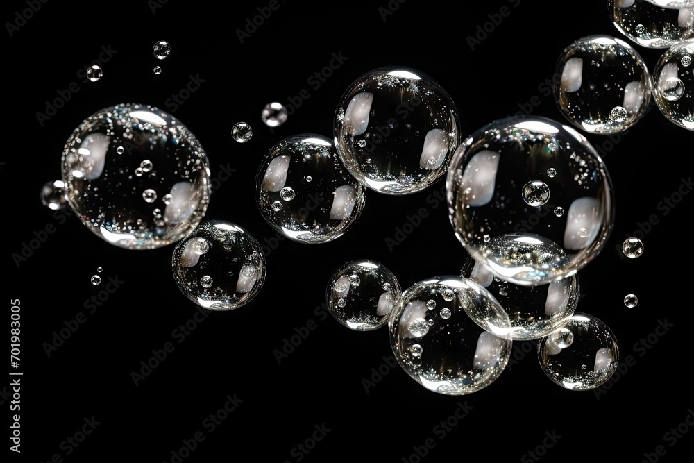 Bubbles separated on dark backdrop Bubbles separated on dark backdrop