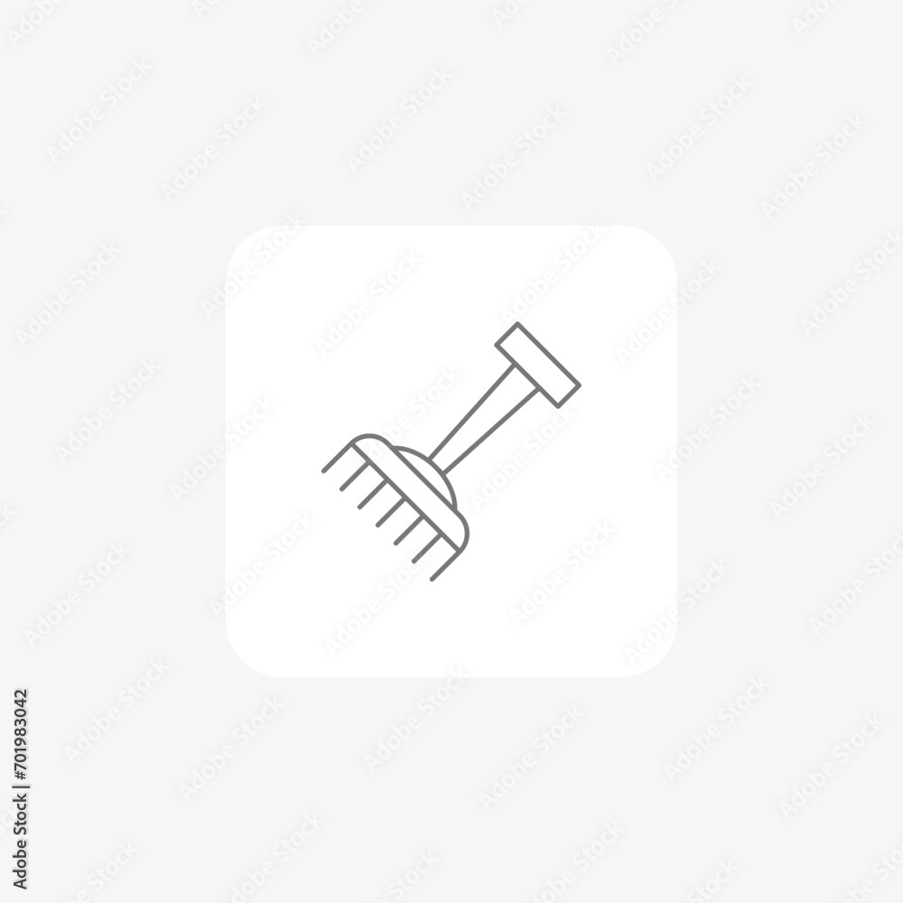Gardening Rake grey thin line icon, 1px stroke icon, outline icon, vector, pixel perfect icon Gardening Rake grey thin line icon, 1px stroke icon, outline icon, vector, pixel perfect icon