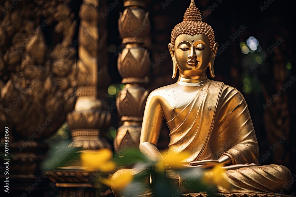 Fototapeta premium Buddhist temple in Thailand with Buddha statue