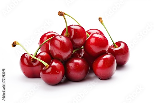 Cherry isolated on white background with depth of field and clipping path