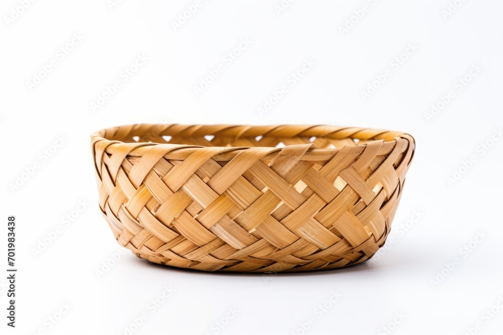 Decorative bamboo basket on a white background