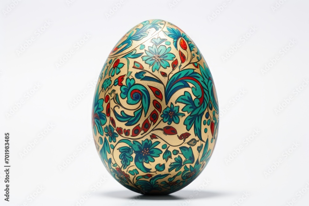 Easter egg on white background with path