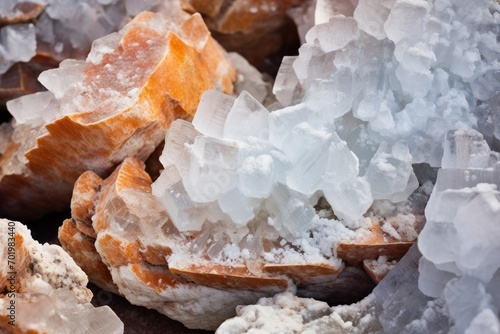 Dead Sea salt crystals in Jordan in close up photo