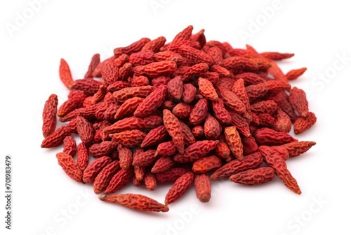 Dried sumac berry seeds Rhus isolated on white photo