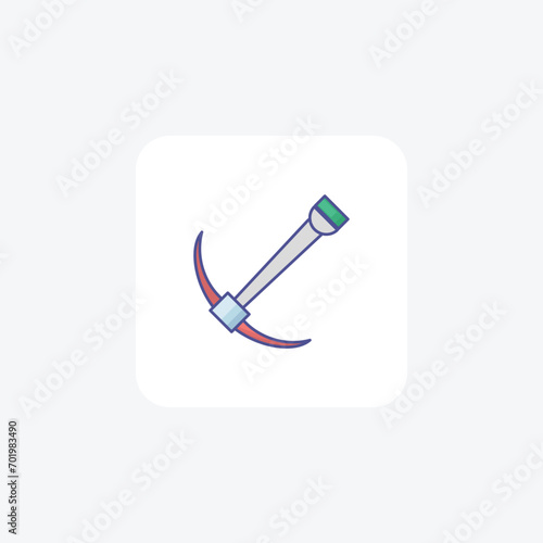 Farming Hoe lineal color icon, color outline icon, vector, pixel perfect icon