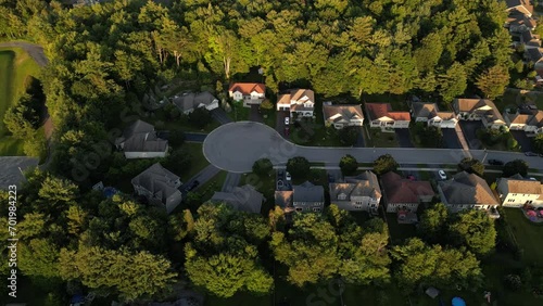 Aerial Drone Flight of Homes in Bracebridge Muskoka Ontario (Home Garden, Housing Construction, Northern Canada, Backyard Rock Garden)