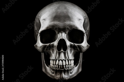 Isolated human skull on white background with clipping path photo