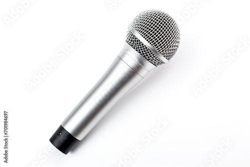 Isolated silver handheld microphone