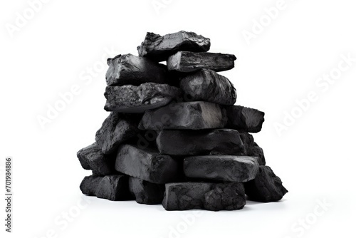 Isolated white background with coal stack