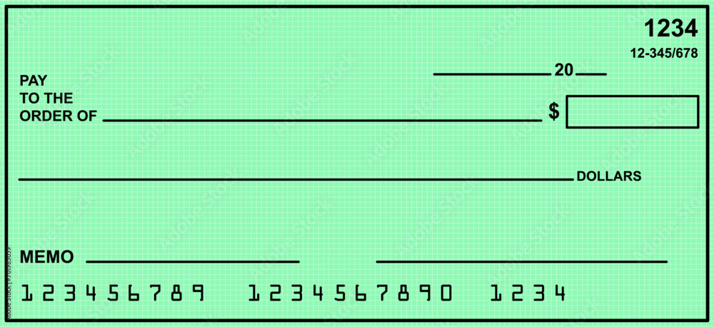 Vector of Blank Bank or Personal Check. Payment, Money, Cash, Currency, Cheque, Banknote
 - obrazy, fototapety, plakaty 