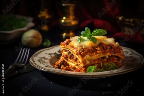 Lasagna alone casserole dish in the back