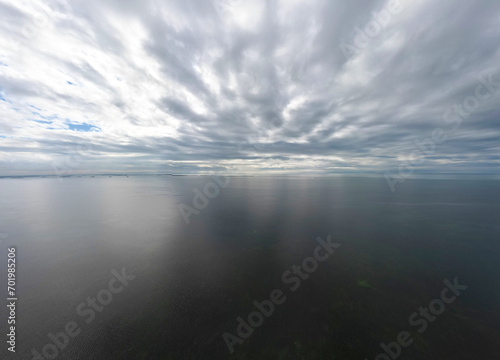 An aerial view of the clouds and sea north of Tampa in Florida, USA