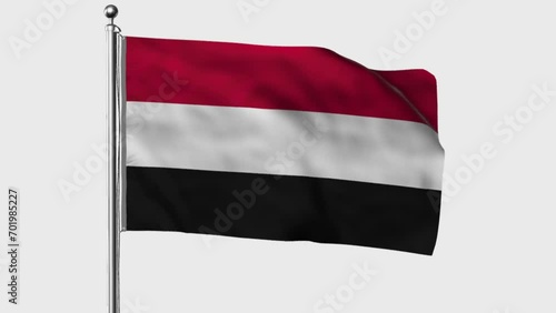 Yaman/Yemen looped flag waving in the wind with colored chroma key on transparent background remove, cycle seamless loop video photo