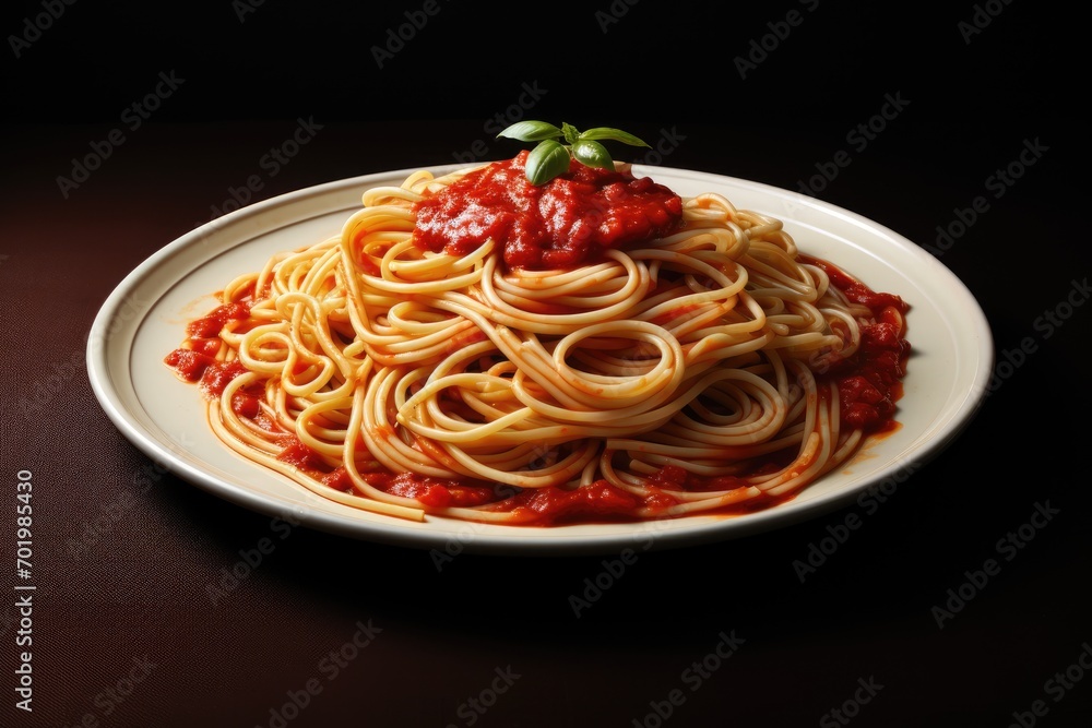 Pasta with tomato sauce on a plate Pasta with tomato sauce on a plate
