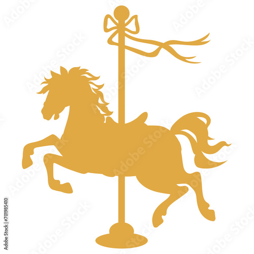 Beautiful vintage carousel horse silhouette vector cartoon illustration