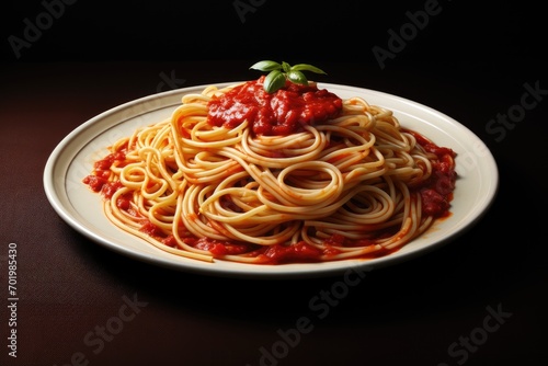 Pasta with tomato sauce on a plate