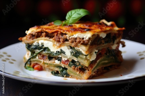 Spinach ricotta and feta lasagna