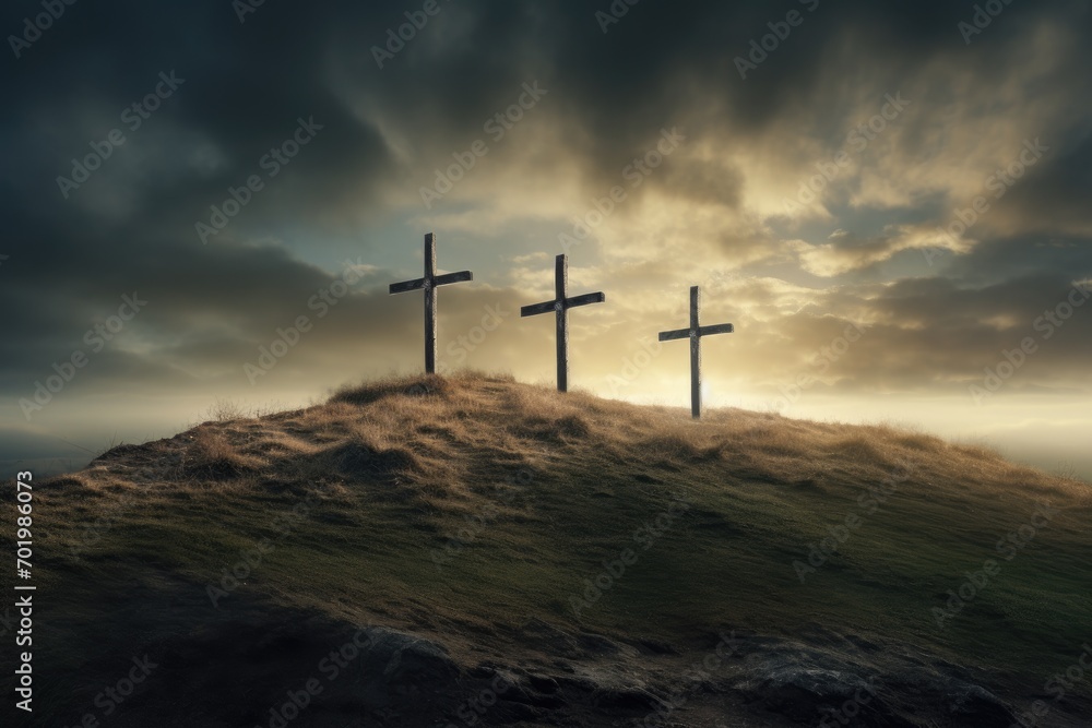 Three crosses on an incline Three crosses on an incline
