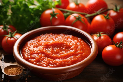 Turkish tomato paste with fresh tomatoes on wooden table a homemade and healthy dish