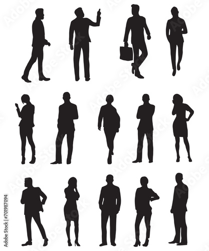 silhouette businessman and businesswoman package photo