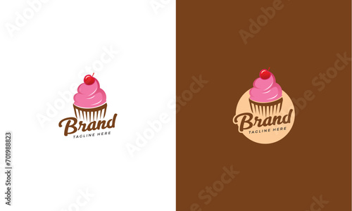 Cupcake logo, Vector graphic design
