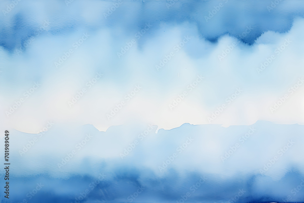 Abstract watercolor blue sky with clouds background