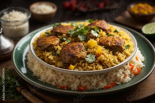 rice with chicken and vegetables (Chicken Biryani)