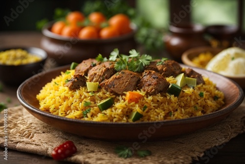 rice with chicken and vegetables  Chicken Biryani 