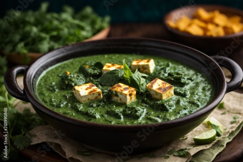 vegetable soup with vegetables (Palak Paneer)