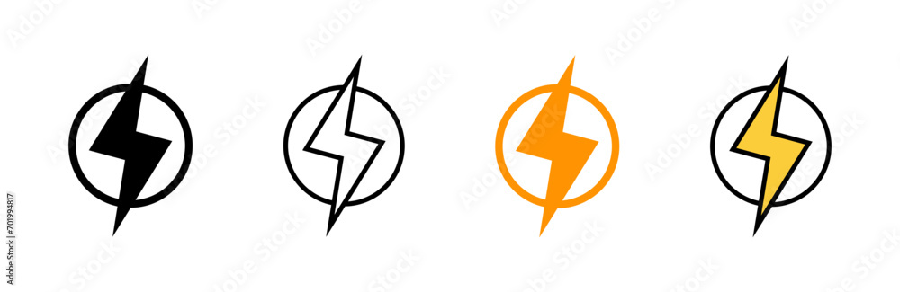 Lightning icon set vector. electric sign and symbol. power icon. energy sign Lightning icon set vector. electric sign and symbol. power icon. energy sign