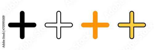 Plus Icon set vector. Add plus sign and symbol